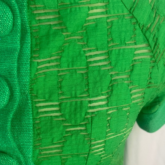 Milly Green Textured Short Sleeve Shift Dress Size 2 - Picture 7 of 13